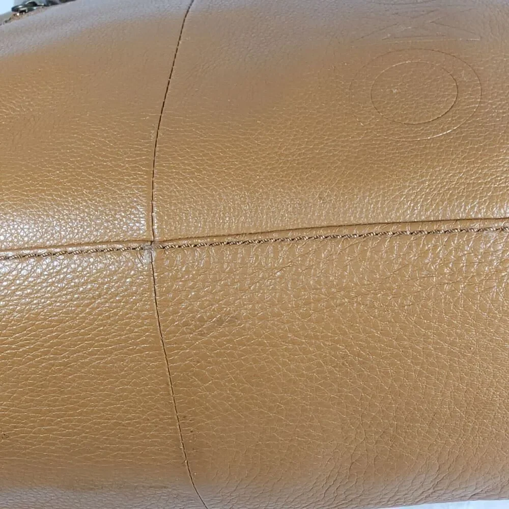 Muxo By Camila Alves Brown Leather Fringe Logo Handbag Purse Bag